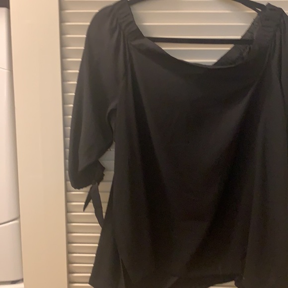 Black Loft XL off the shoulder silk blouse - Picture 2 of 2